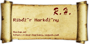 Ribár Harkány névjegykártya